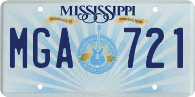 MS license plate MGA721