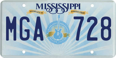 MS license plate MGA728