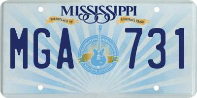 MS license plate MGA731