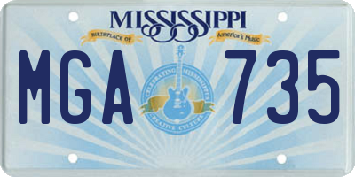 MS license plate MGA735