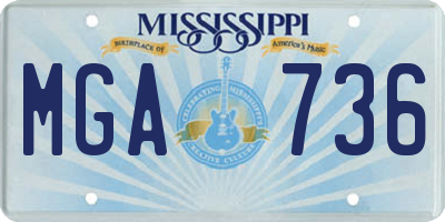 MS license plate MGA736