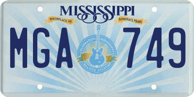 MS license plate MGA749