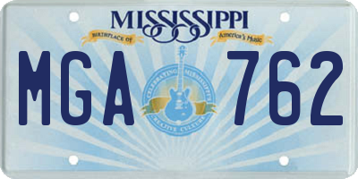 MS license plate MGA762