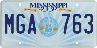 MS license plate MGA763