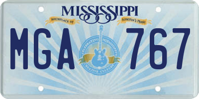 MS license plate MGA767