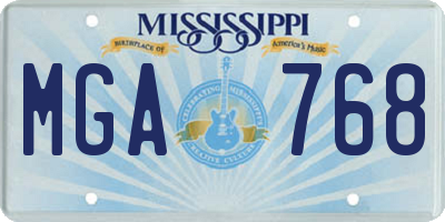 MS license plate MGA768