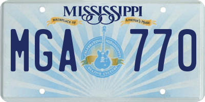 MS license plate MGA770