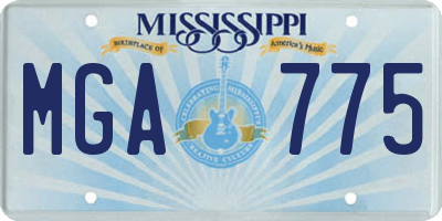 MS license plate MGA775