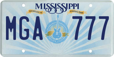 MS license plate MGA777