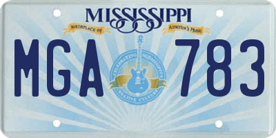 MS license plate MGA783