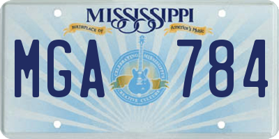 MS license plate MGA784