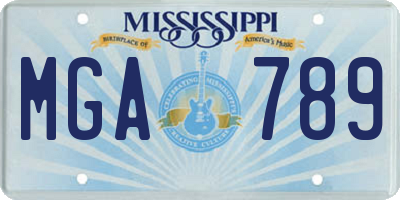 MS license plate MGA789