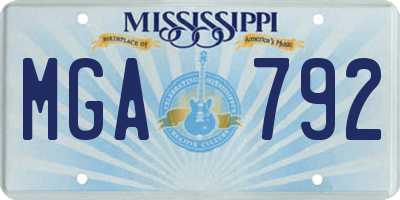 MS license plate MGA792