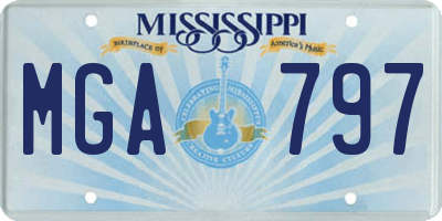 MS license plate MGA797