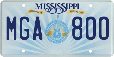 MS license plate MGA800
