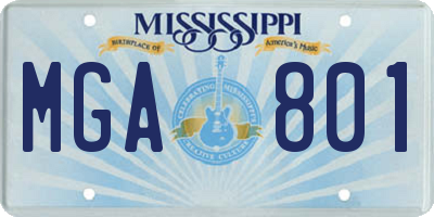 MS license plate MGA801