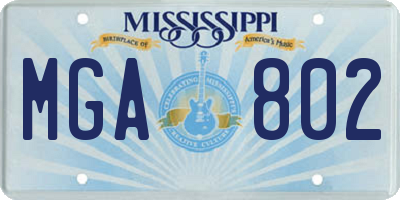MS license plate MGA802