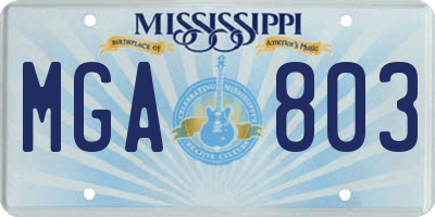 MS license plate MGA803
