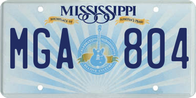 MS license plate MGA804