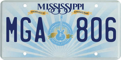 MS license plate MGA806