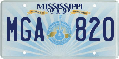 MS license plate MGA820
