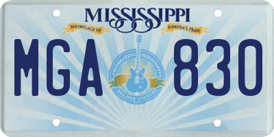 MS license plate MGA830