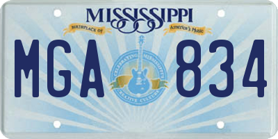 MS license plate MGA834