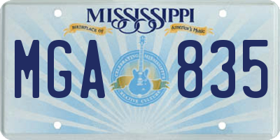 MS license plate MGA835