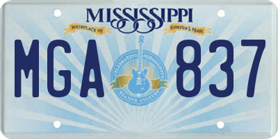 MS license plate MGA837