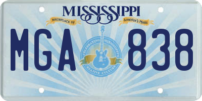 MS license plate MGA838