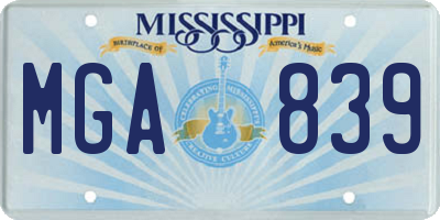 MS license plate MGA839