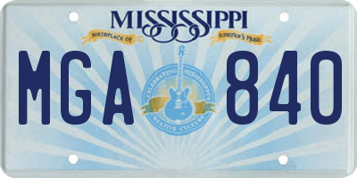 MS license plate MGA840