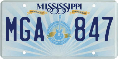 MS license plate MGA847
