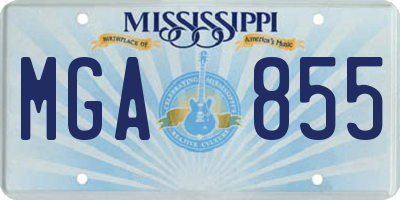 MS license plate MGA855