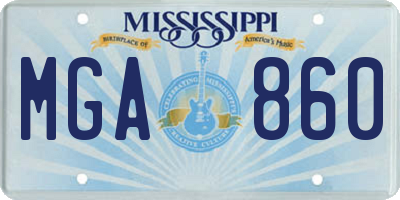 MS license plate MGA860