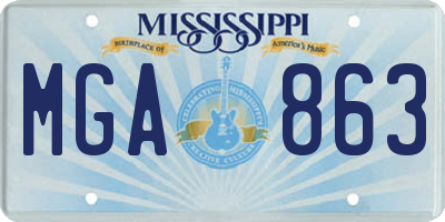 MS license plate MGA863