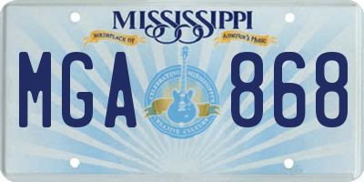 MS license plate MGA868