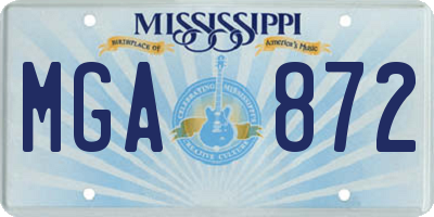 MS license plate MGA872