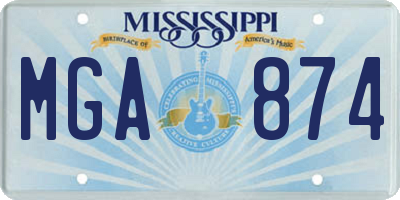 MS license plate MGA874