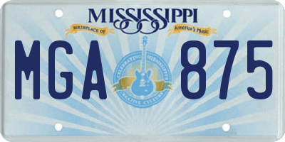 MS license plate MGA875