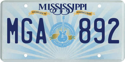 MS license plate MGA892