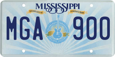 MS license plate MGA900