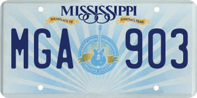 MS license plate MGA903