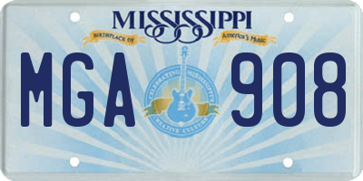 MS license plate MGA908
