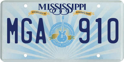 MS license plate MGA910