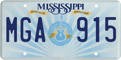 MS license plate MGA915