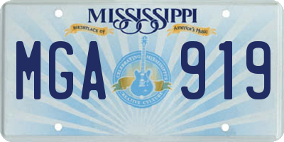 MS license plate MGA919