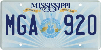 MS license plate MGA920