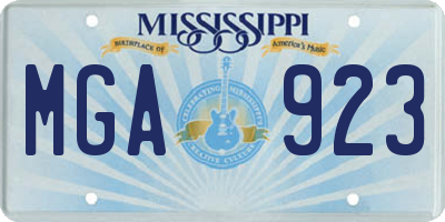 MS license plate MGA923