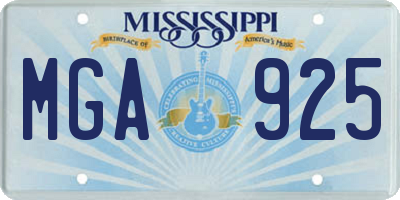 MS license plate MGA925